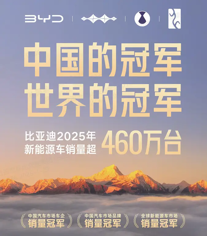 比亚迪2025年新能源车销量再创新高,海外破百万助推增长