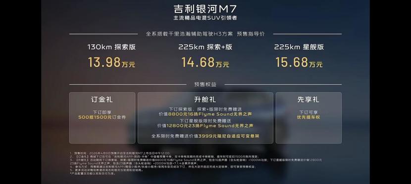 预售价13.98万起，银河M7想当“卷王”，先过了自己这关